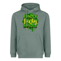 Sage lucky lucky lucky clover St. Patrick's Heavyweight Hoodie - HowdyJamesFarm