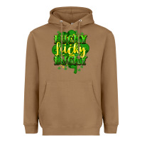 Toasted Coconut lucky lucky lucky clover St. Patrick's Heavyweight Hoodie - HowdyJamesFarm