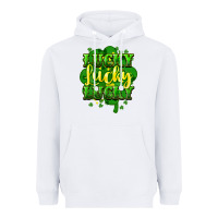 White lucky lucky lucky clover St. Patrick's Heavyweight Hoodie - HowdyJamesFarm