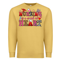 Antique Gold nursing is a work of heart Premium Sweatshirt - OliviaCreatesArt