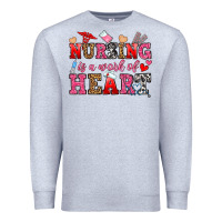 Heather Grey nursing is a work of heart Premium Sweatshirt - OliviaCreatesArt