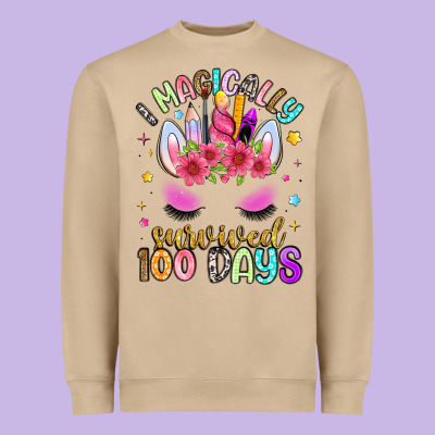 I Magically Survived 100 Days Heavyweight Sweatshirt Designed By Artiststas