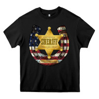 Black sheriff american flag Heavy Core Tee - JahusDesignShop
