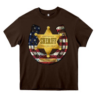Chocolate Brown sheriff american flag Heavy Core Tee - JahusDesignShop