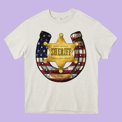 Sheriff American Flag Heavy Core Tee Designed By Jahusdesignshop