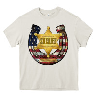 Cream sheriff american flag Heavy Core Tee - JahusDesignShop