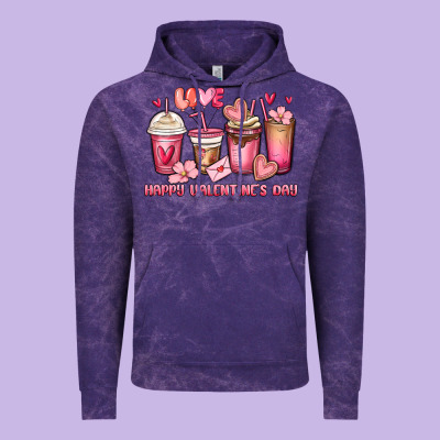 Happy Valentine's Day Coffee Cups Vintage Hoodie Designed By Maliassmallbusiness