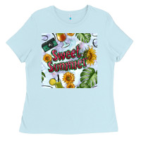 Baby Blue sweet summer seamless pattern Ladies Tee - BundleAndBundleShop