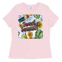 Bubblegum Pink sweet summer seamless pattern Ladies Tee - BundleAndBundleShop
