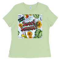 Matcha sweet summer seamless pattern Ladies Tee - BundleAndBundleShop