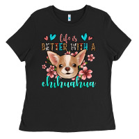 Black life is better with a chihuahua Ladies Tee - Jasminsmagicworld