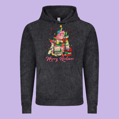 Merry Bookmas Christmas Book Tree Vintage Hoodie Designed By Maliassmallbusiness