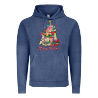 Vintage Denim merry bookmas christmas book tree Vintage Hoodie - MaliasSmallBusiness