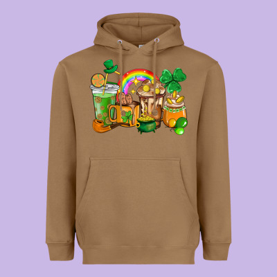 St. Patricks Coffee Cups Heavyweight Hoodie Designed By Howdyjamesfarm