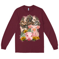 Burgundy Western Pigs with Crosses Long Sleeve Tee - LillyAllenDesigns
