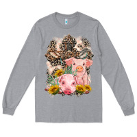 Heather Grey Western Pigs with Crosses Long Sleeve Tee - LillyAllenDesigns