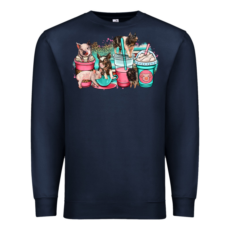 Pig Coffee Cups Premium Sweatshirt by OliviaCreatesArt | Teevron