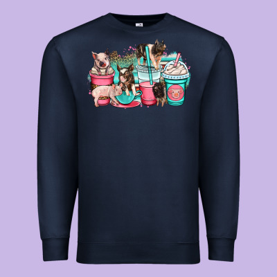 Pig Coffee Cups Premium Sweatshirt Designed By Oliviacreatesart