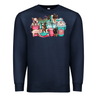 Navy pig coffee cups Premium Sweatshirt - OliviaCreatesArt