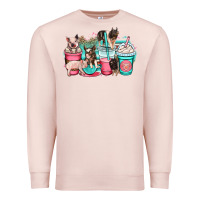 Pale Pink pig coffee cups Premium Sweatshirt - OliviaCreatesArt