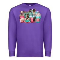 Purple pig coffee cups Premium Sweatshirt - OliviaCreatesArt