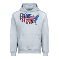Heather Grey America map Urban Hoodie - CowhideDigitalArt