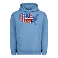 Pigment Pebble Blue America map Urban Hoodie - CowhideDigitalArt