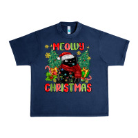 Navy meowy christmas black cat Urban Heavy Tee - MaliasSmallBusiness
