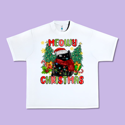 Meowy Christmas Black Cat Urban Heavy Tee Designed By Maliassmallbusiness
