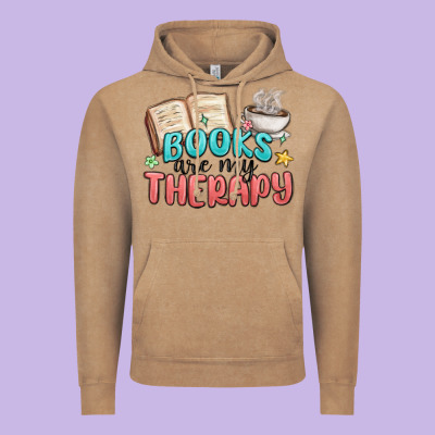 Books Are My Therapy Vintage Hoodie Designed By Maliassmallbusiness
