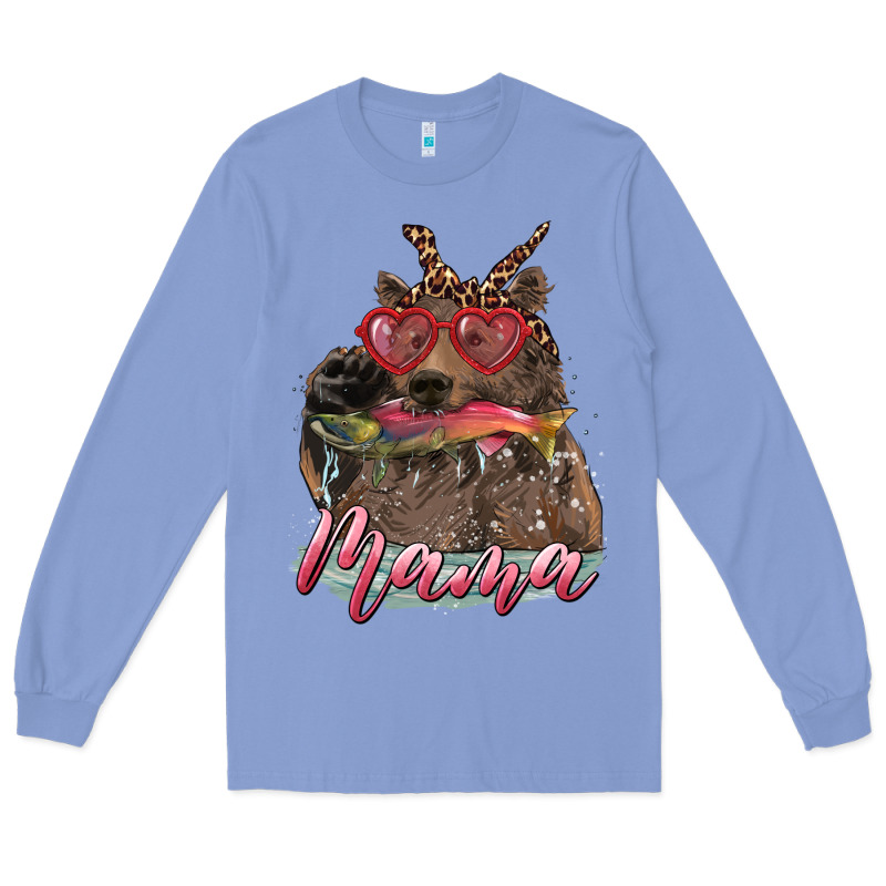 Mother's Day Glasses Leopard Bandana Mama Bear Hunting Fish Long Sleeve Tee by RanaPortraitStore | Teevron