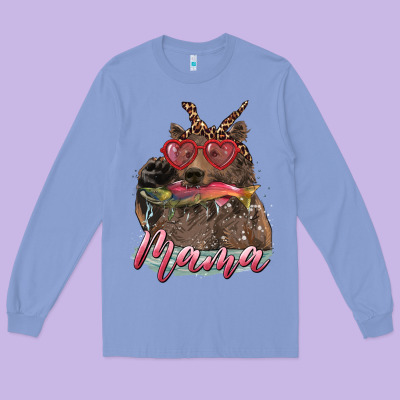 Mother's Day Glasses Leopard Bandana Mama Bear Hunting Fish Long Sleeve Tee Designed By Ranaportraitstore