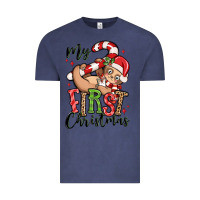 Vintage Denim my first christmas cute christmas sloth Vintage Tee - MaliasSmallBusiness
