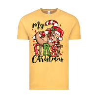 Vintage Mustard my first christmas cute christmas sloth Vintage Tee - MaliasSmallBusiness