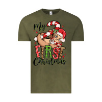 Vintage Olive my first christmas cute christmas sloth Vintage Tee - MaliasSmallBusiness