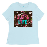 Baby Blue nurse life with pearls Ladies Tee - AdoDesignShop