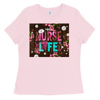 Bubblegum Pink nurse life with pearls Ladies Tee - AdoDesignShop