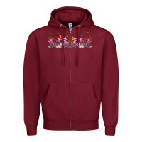 Burgundy wild flowers Zipper Hoodie - TumblerDesignByShophia