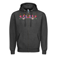 Charcoal Heather wild flowers Zipper Hoodie - TumblerDesignByShophia
