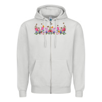 Dove Grey wild flowers Zipper Hoodie - TumblerDesignByShophia
