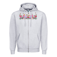 Heather Grey wild flowers Zipper Hoodie - TumblerDesignByShophia