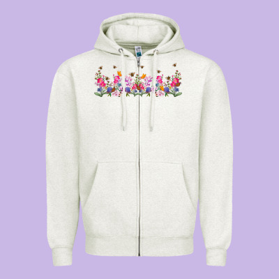 Wild Flowers Zipper Hoodie Designed By Tumblerdesignbyshophia