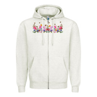Oatmeal Heather wild flowers Zipper Hoodie - TumblerDesignByShophia