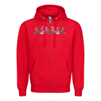 Red wild flowers Zipper Hoodie - TumblerDesignByShophia