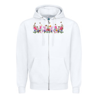 White wild flowers Zipper Hoodie - TumblerDesignByShophia