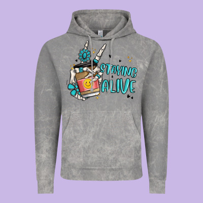 Staying Alive Vintage Hoodie Designed By Maliassmallbusiness