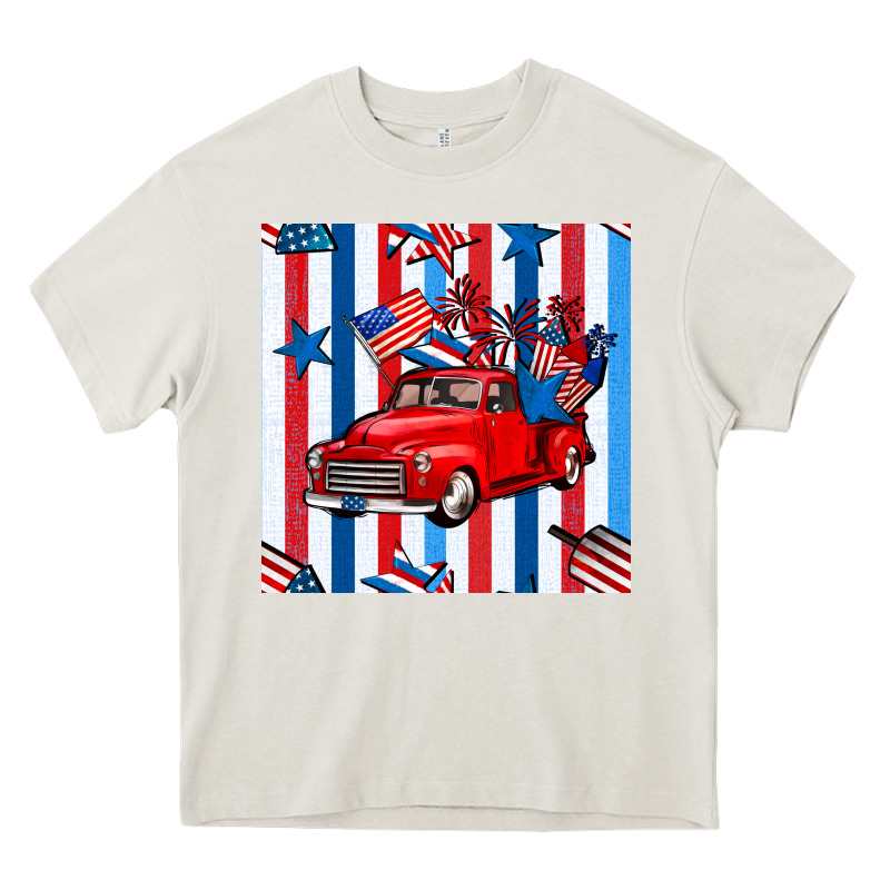 4th Of July Seamless Pattern Truck Heavy Core Tee by BundleAndBundleShop | Teevron