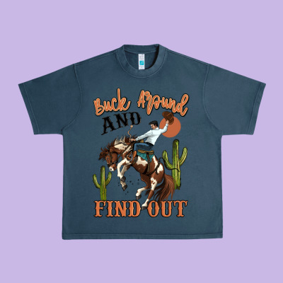 Buck Around And Find Out Rodeo Cowboy Urban Heavy Tee Designed By Maliassmallbusiness