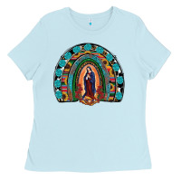 Baby Blue Lady Of Guadalupe Rainbow Ladies Tee - RanaPortraitStore