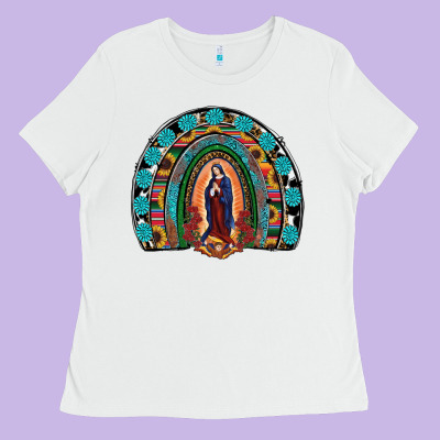 Lady Of Guadalupe Rainbow Ladies Tee Designed By Ranaportraitstore